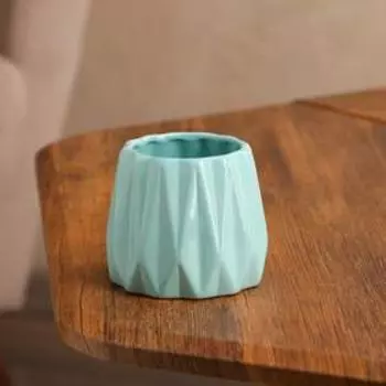 Кашпо "Оригами", голубое, керамика, 0.25 л
