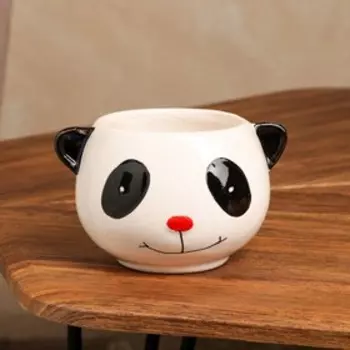 Кашпо "Панда", белое, керамика, 0.6 л, 1 сорт, Иран