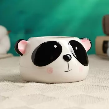 Фигурное кашпо для цветов «Панда Маша», 996 см, керамика, белое, чёрное