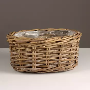 Кашпо плетеное,30х17хН15см, серый, ротанг