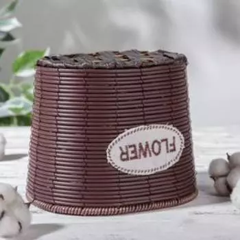 Кашпо для цветов плетёное «Брауни», 19,5×15,5×15,5 см, цвет коричневый