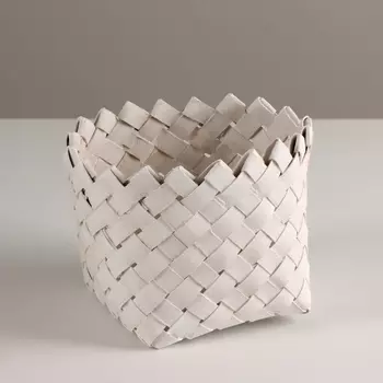 Кашпо плетеное, D14хН11,5см, белый