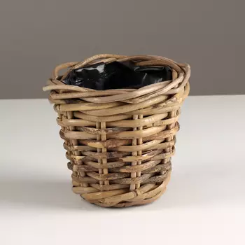 Кашпо плетеное, D14xH13см, серый, ротанг