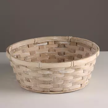 Кашпо плетеное, D25хH10см, белый, бамбук