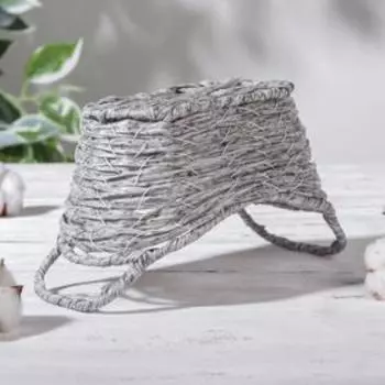 Кашпо плетеное «Луция», 23×12×13 см, корзинка, цвет серый