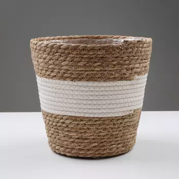 Кашпо плетеное "Танзания", 25,5х25,5х23 см, натуральный, белый