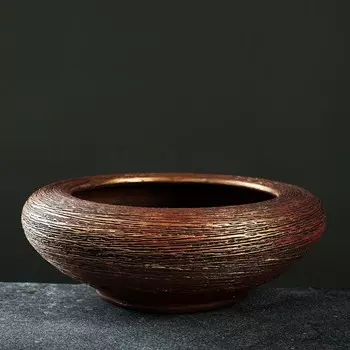 Кашпо для цветов «Плошка», 1.4 л, d=22 см, h=8 см, керамика, цвет бронза