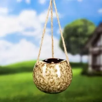 Подвесное кашпо для цветов «Круглое», 480 мл, 11119 см, керамика, бежевое
