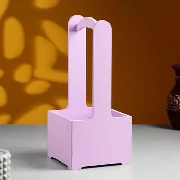 Кашпо - ящик деревянный 13,5х13,5х30 см Сиреневый