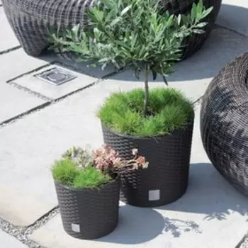 Кашпо RATO ROUND, 2 предмета: внутренняя и наружная ёмкости, 35 и 37,65 л, цвет венге