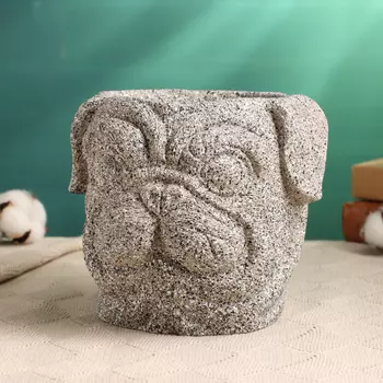 Фигурное кашпо для цветов «Рикки», 181615 см, бетон, серое