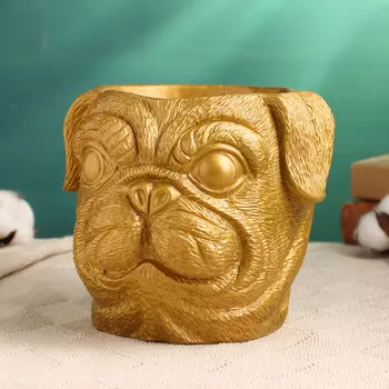 Фигурное кашпо для цветов «Рикки», 181615 см, бетон, золотистое