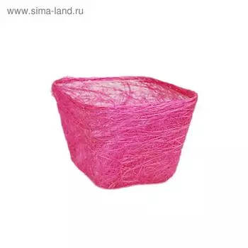 Кашпо, сизаль, квадрат, ярко-розовая 10 х 14 х 14 см