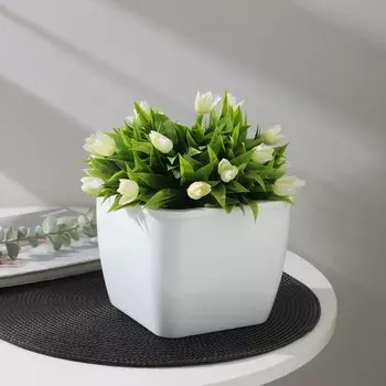 Кашпо для цветов со вставкой «Глянец», 2.4 л (1.6 л), белое