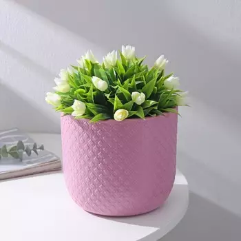 Кашпо со вставкой «Клевер», 3,2 л, d=17,5 см, h=16 см, цвет пионовый