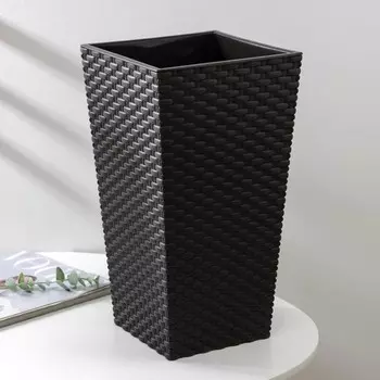 Кашпо для цветов со вставкой «Ротанг», 13 л, вставка 4,9 л, коричневое