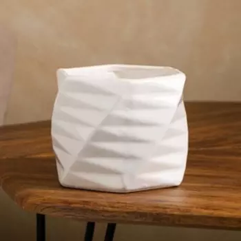 Кашпо "Спираль", белое, керамика, 1.1 л, 1 сорт, Иран