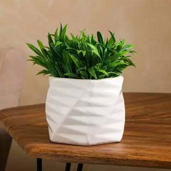 Кашпо "Спираль", белое, керамика, 1.1 л, 1 сорт, Иран