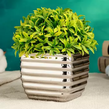 Кашпо для цветов «Страйпс», 10108.5 см, керамика, серебристое