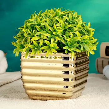 Кашпо для цветов «Страйпс», 10108.5 см, керамика, золотистое