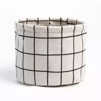 Кашпо текстильное Этель "Клетка", цв. белый, 18х15х18 см