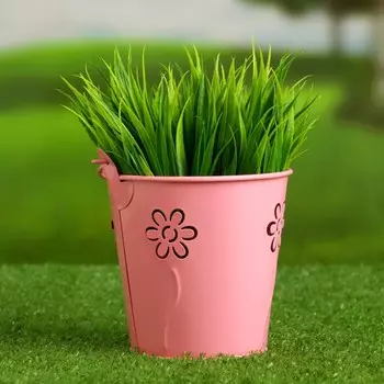 Кашпо "Ведерко" цветы, МИКС, 9,5х9,5см