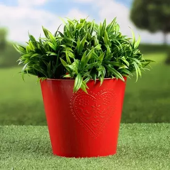 Кашпо «Ведёрко с сердцем», 181815 см, красное