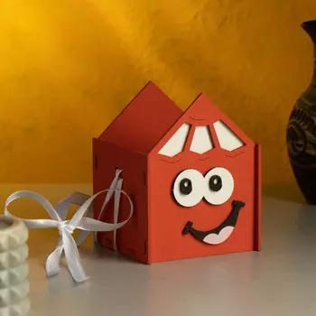 Кашпо "Весёлый карандаш", 9,5х9,5х12,5 см, дуб, красный