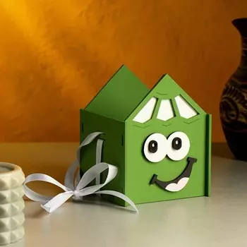 Кашпо "Весёлый карандаш", 9,5х9,5х12,5 см, дуб, зелёный