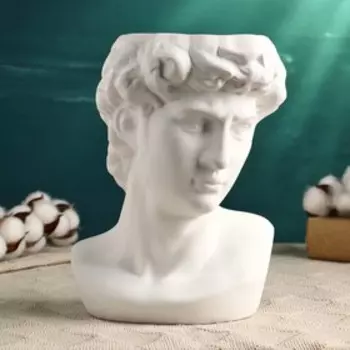 Фигурное кашпо для цветов «Голова Давида», 2 л, 221614 см, керамика, белое