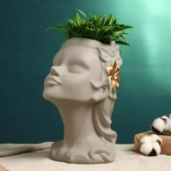 Фигурное кашпо для цветов «Лилит», 2.3 л, 2514 см, керамика, серое