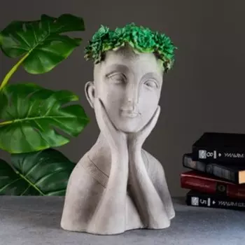 Декоративное кашпо для цветов «Юноша», 800 мл, 361421 см, керамика, серое