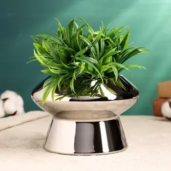 Горшок для цветов «Лайтнес», 161612 см, керамика, серебристый