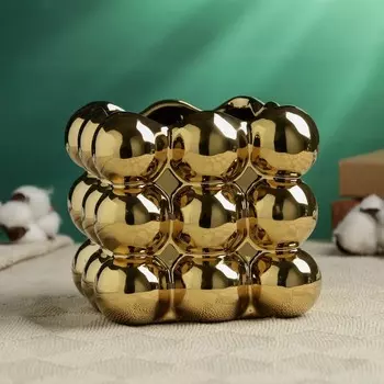 Декоративное кашпо для цветов «Люмьер», 1.1 л, 1313 см, керамика, золотистое