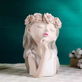 Фигурное кашпо - ваза для цветов «Принцесса», 2.4 л, 181627 см, керамика, бежевое