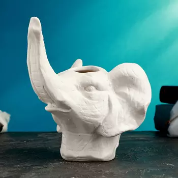 Фигурное кашпо для цветов «Слон», 151213 см, керамика, белое