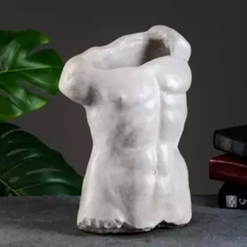 Фигурное кашпо для цветов «Торс», 1 л, 292813 см, керамика, серое