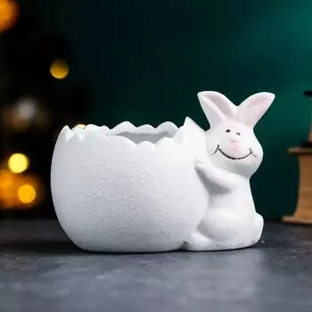 Кашпо "Зайка" белое, 0,15 л, d-6