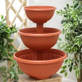 Каскад для цветов IDEA «Ливия», 3 яруса, пластик, 20 л, терракотовый