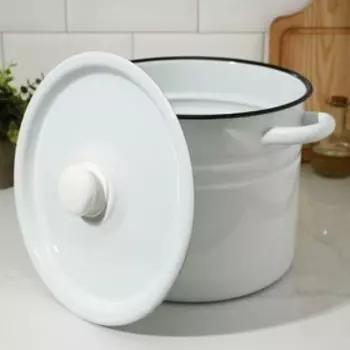 Кастрюля эмалированная, 9 л, d=21 см, цилиндрическая, белая