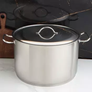 Кастрюля Amet, 30 л, d=39.6 см, цельнотянутая. капсульное дно, индукция, нержавеющая сталь