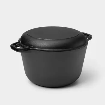 Кастрюля чугунная Wild Kitchen, 6 л, с крышкой-сковородой d=26 см