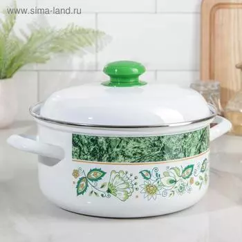 Кастрюля эмалированная цилиндрическая «Уральский сувенир», 3 л, индукция, цвет белый, деколь МИКС