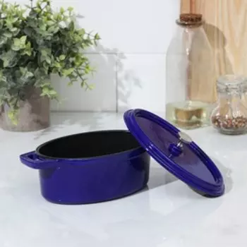 Кастрюля чугунная Volcano, 500 мл, 2010,59 см, для подачи, цвет синий