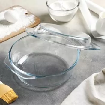 Кастрюля с крышкой для запекания Доляна «Фуэго», 1.5 л, 23.5206.5 см, жаропрочное стекло