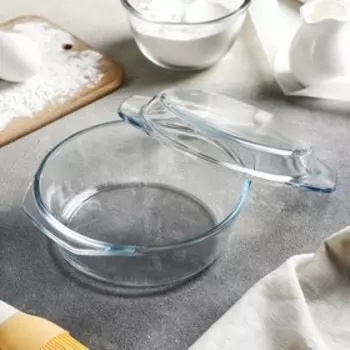 Кастрюля с крышкой из жаропрочного стекла для запекания Доляна «Фуэго», 650 мл, 18165 см