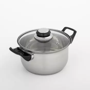 Кастрюля Доляна «Чёрная ночь», 1.5 л, с крышкой, капсульное дно, нержавеющая сталь