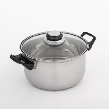 Кастрюля Доляна «Чёрная ночь», 2.2 л, с крышкой, капсульное дно, нержавеющая сталь