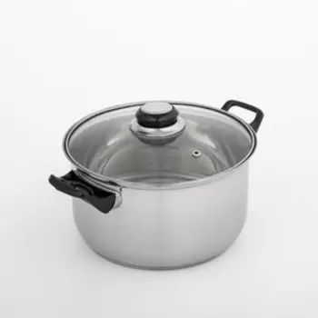 Кастрюля Доляна «Чёрная ночь», 3 л, с крышкой, капсульное дно, нержавеющая сталь