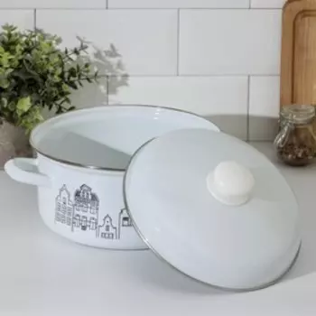 Кастрюля Доляна City, 4,5 л, цвет белый